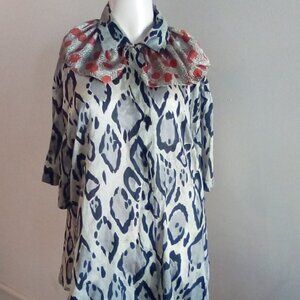 Bogari Women's Silk Leopard Print Top Size M